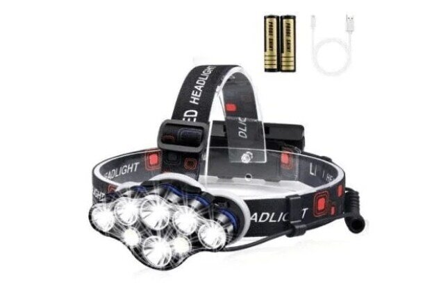 Lanterna de cap Premium cu 8 LED-uri cu Cap Impermeabil ,13000 Lm Lumina Alb/Rosie Ideala Camping Ci