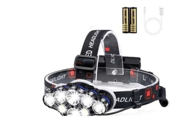 Lanterna de cap Premium cu 8 LED-uri cu Cap Impermeabil ,13000 Lm Lumina Alb/Rosie Ideala Camping Ci